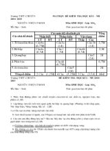 Đề kiểm tra học kì I  năm học 2014- 2015 môn sinh học - lớp 10
